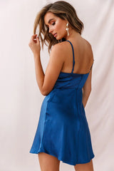 Starry Night Satin Bust-Tie Mini Dress Navy