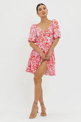 Madrid Summer Tied Back Mini Dress Print Lilac