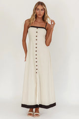 Sailing Away Button Front Maxi Dress Oat