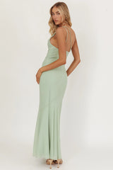 We Belong Together One-Shoulder Buckle Maxi Dress Mint