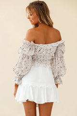 Taryn Bardot Top Animal Print White