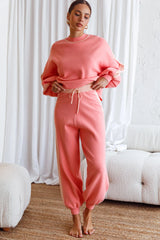 Take Me Back Balloon Sleeve Drop Shoulder Brushed Knit Sweater Peach