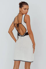 Mica Low Back Crochet Mini Dress Off White