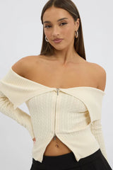White Bardot Cardigan