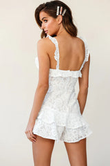 Oops I Did It Again Frill Detail Lace Romper White