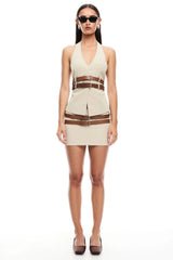 LIONESS Ethereal Buckle Skirt Beige