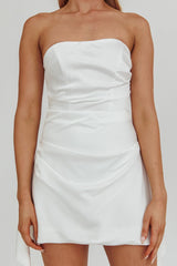 Toni Strapless Ruched Mini Dress White
