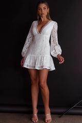 Summer Wine Long Sleeve Lace Dress White