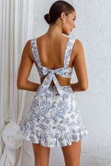 Pascale String-Tie Cut-Out Dress Floral Blue