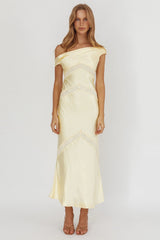 Revelation Off-Shoulder Lace Trim Maxi Dress Butter