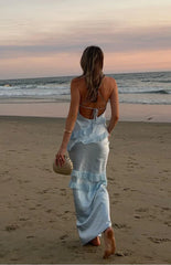 Inara Blue Ruffle Maxi Dress