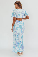 La Vie Floral Maxi Skirt Floral Blue