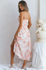 She Reigns Twist Bust Split Midi Dress Tie Dye Pink