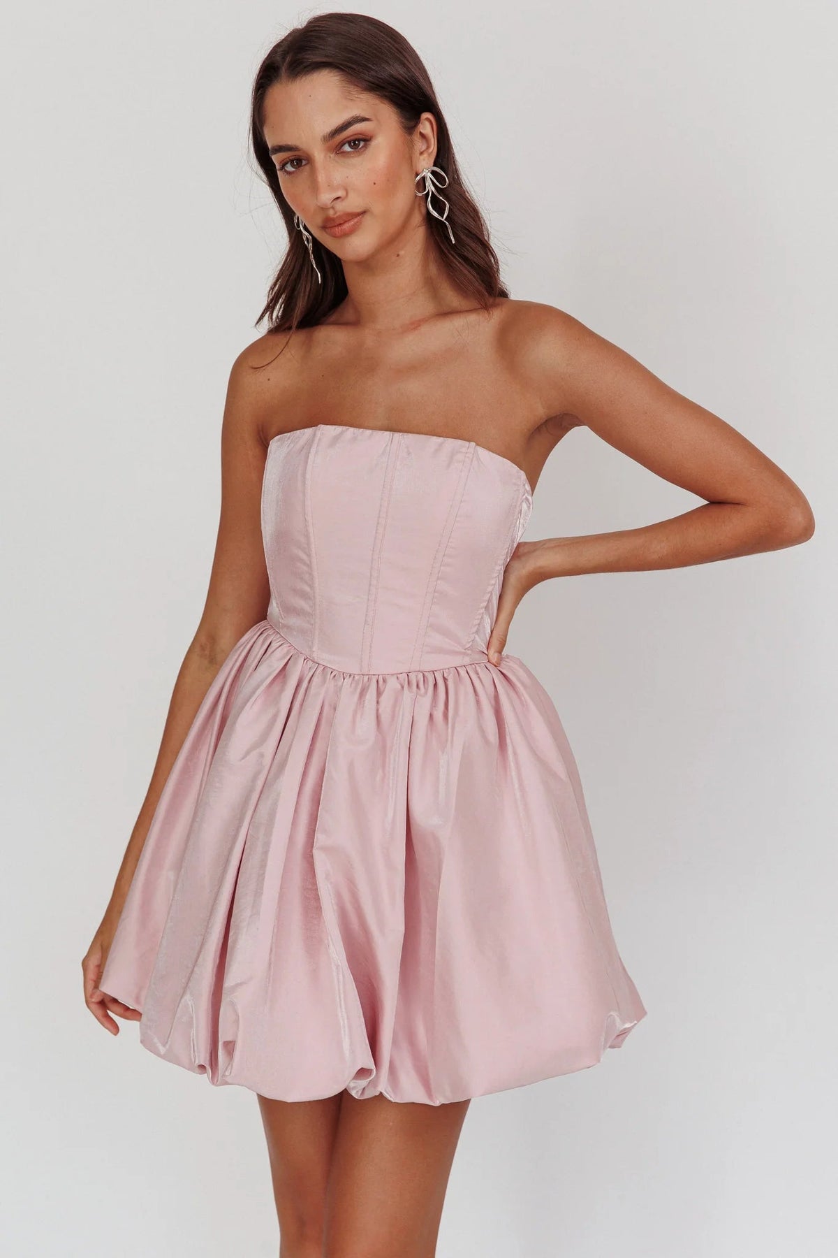 Radiant Strapless Bubble Mini Dress Pink