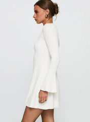 Terraces Long Sleeve Mini Dress White