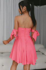 One Sweet Day Off Shoulder A-Line Dress Hot Pink
