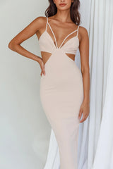 Sarita String Bust Midi Dress Beige