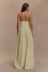 Janis Cotton Frill Maxi Dress - Lemon