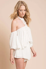 Maliah Embroidered Club Romper White