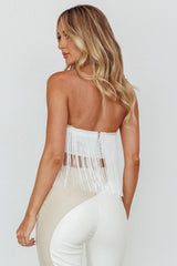 Miss Daisy Fringe Crop Top White