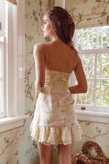 Tresa Cami Strap Twist Front Mini Dress Floral Yellow