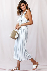 Poet Pinafore Lace-Up Jumpsuit White