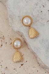 Valentina Tassel Pearl Earrings Gold/Pearl