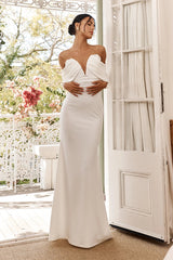 Jacqui Draped Off-Shoulder Maxi Dress White