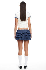 LIONESS Match Point Mini Skort Ivory Navy