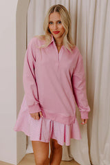 Preppy Charm Stripe Mini Dress in Pink