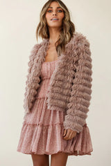 Montana Shaggy Faux Fur Jacket Camel