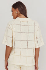 Sailor Knit Gold Button Top Cream