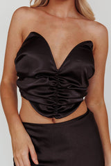Mieke Pointed Sweetheart Neckline Crop Top Black