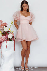 I've Got Sunshine Puff Sleeve Mini Dress Blush