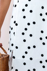 Magdalene Frill Strap A-Line Midi Dress White