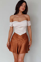 Gwyneth Flounce Mini Skirt Chocolate