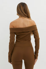 Zuzana Off-Shoulder Halter Top Brown