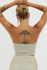 Tamira Strapless Bustier Crop Top Silver/Gold