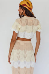 May Blooms Button Up Crop Top Lemon Butter