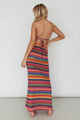 Tulum Knit Midi Skirt Pink Multi