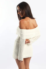 White Off Shoulder Dress Long Sleeve