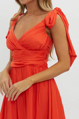 Lola Tied Shoulder Mini Dress Cherry Red