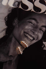 Odette Pearl Diamante Earrings Gold