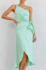 Island Time One-Shoulder Midi Dress Mint
