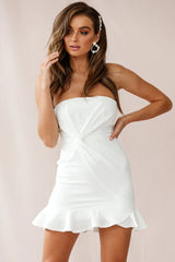 Prom Queen Bandeau Mini Dress White