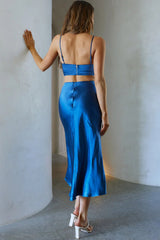 Well Versed Split Midi Skirt Navy