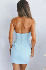 Tivoli Strapless Gathered Bust Mini Dress Blue
