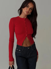 Suzu Long Sleeve Knit Top Red