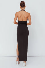 Leading Role Diamante Strap Halter Dress Black