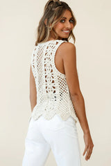 Kinsey Intricate Knit Sleeveless Top Natural